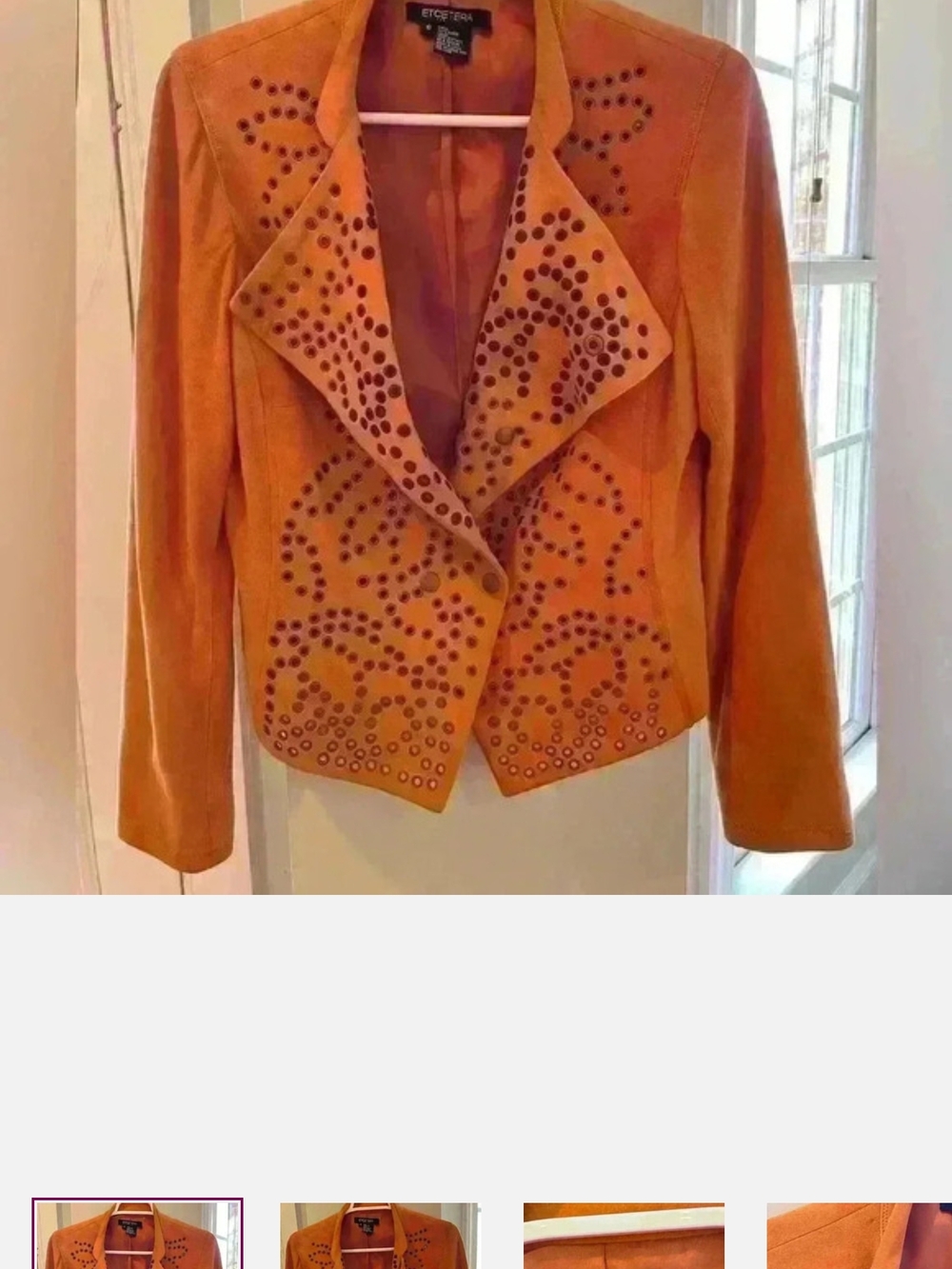 Etcetera Burnt Orange Suede Studded Blazer